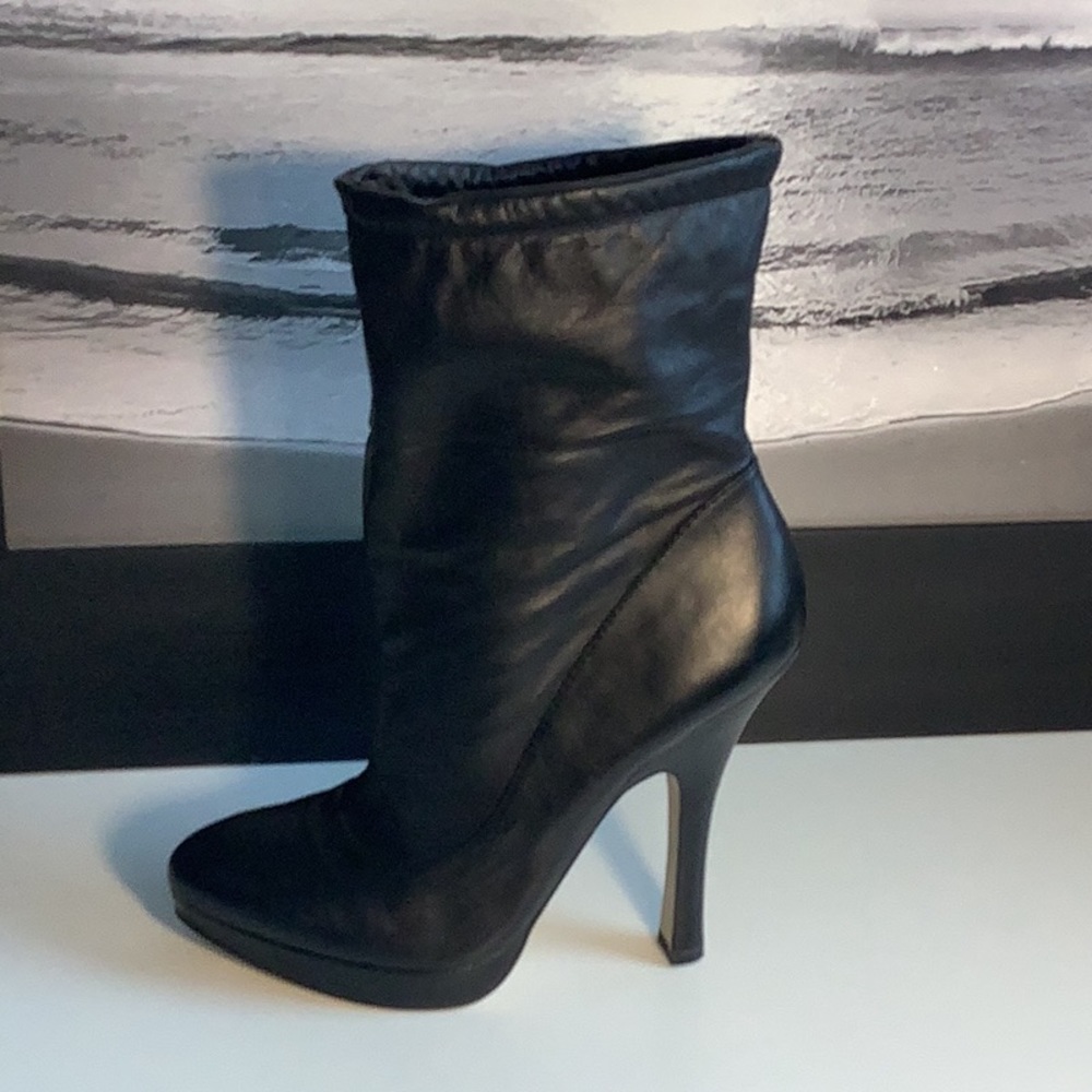 Boutique 9 Black Leather Platform Stiletto Convertible Shaft Ankle Boots Sz 9 M - Picture 5 of 12